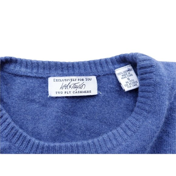 LORD & TAYLOR Women's Marine Blue Short Sleeve 2-Ply Cashmere Sweater Size Small - Picture 7 of 7